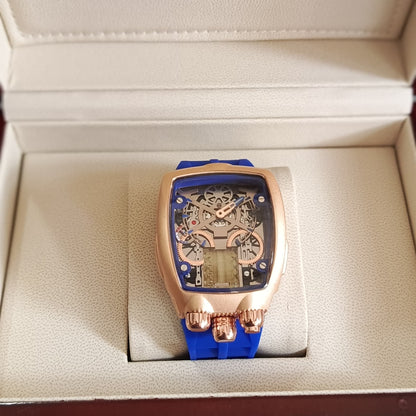 Bugatti Style Iced Skeleton Watch for Men – Premium Tonneau Design | Multiple Colors