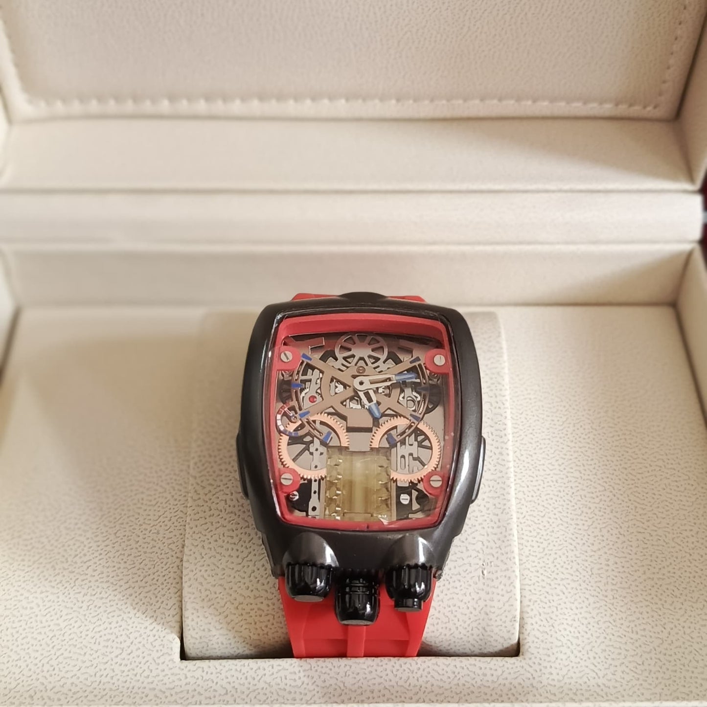 Bugatti Style Iced Skeleton Watch for Men – Premium Tonneau Design | Multiple Colors