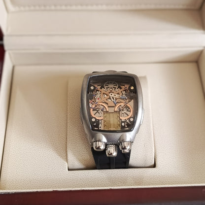 Bugatti Style Iced Skeleton Watch for Men – Premium Tonneau Design | Multiple Colors