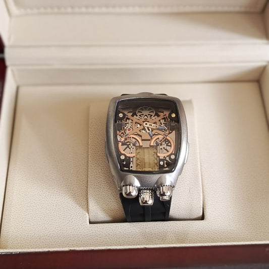 Bugatti Style Iced Skeleton Watch for Men – Premium Tonneau Design | Multiple Colors