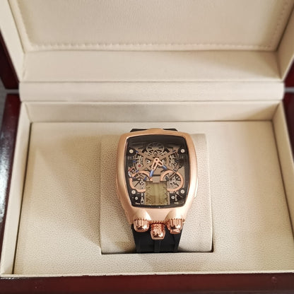 Bugatti Style Iced Skeleton Watch for Men – Premium Tonneau Design | Multiple Colors